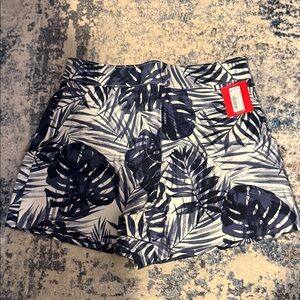SPANX Navy Leaf Print High Waist Women's Shorts